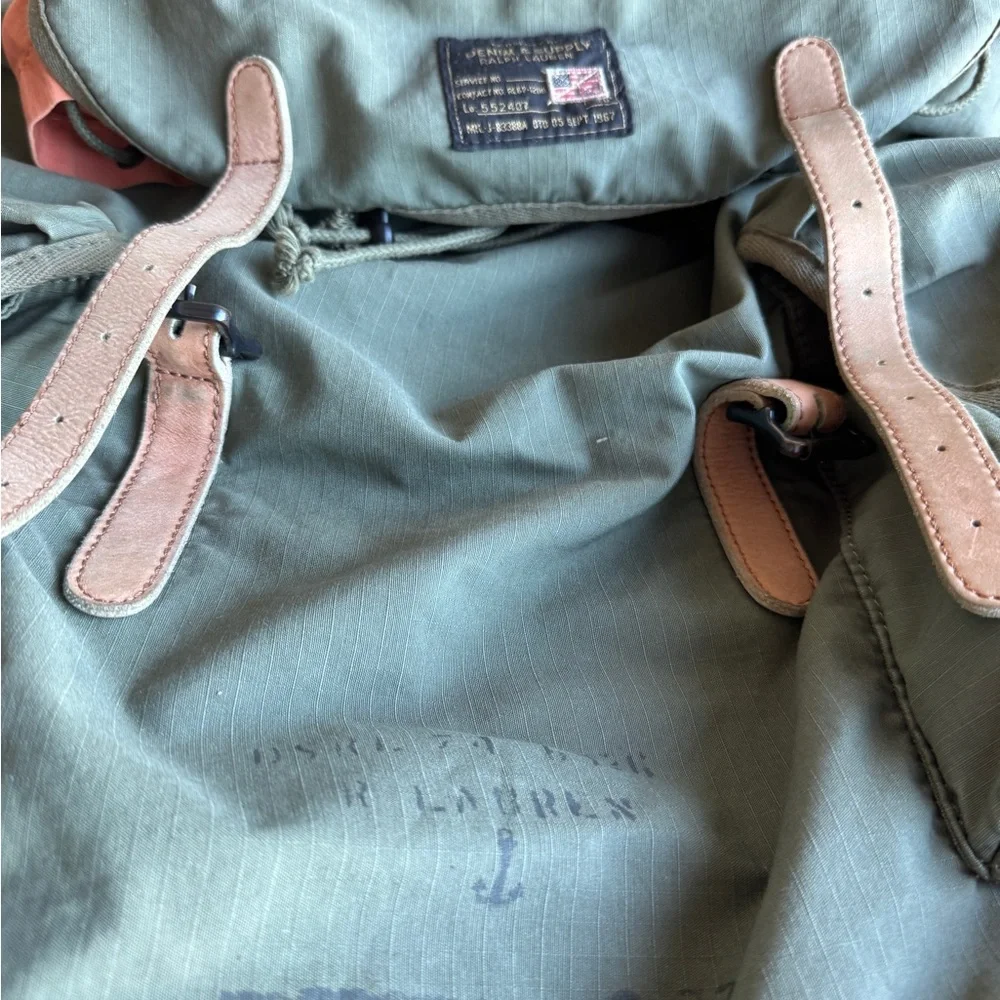 Vintage Denim & Supply - Ralph Lauren Green Backpack with Leather Straps